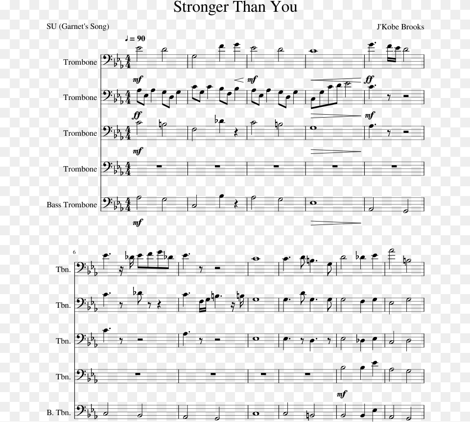 Steven Universe Garnet Kahoot Theme Song Sheet Music Trombone, Gray Free Transparent Png