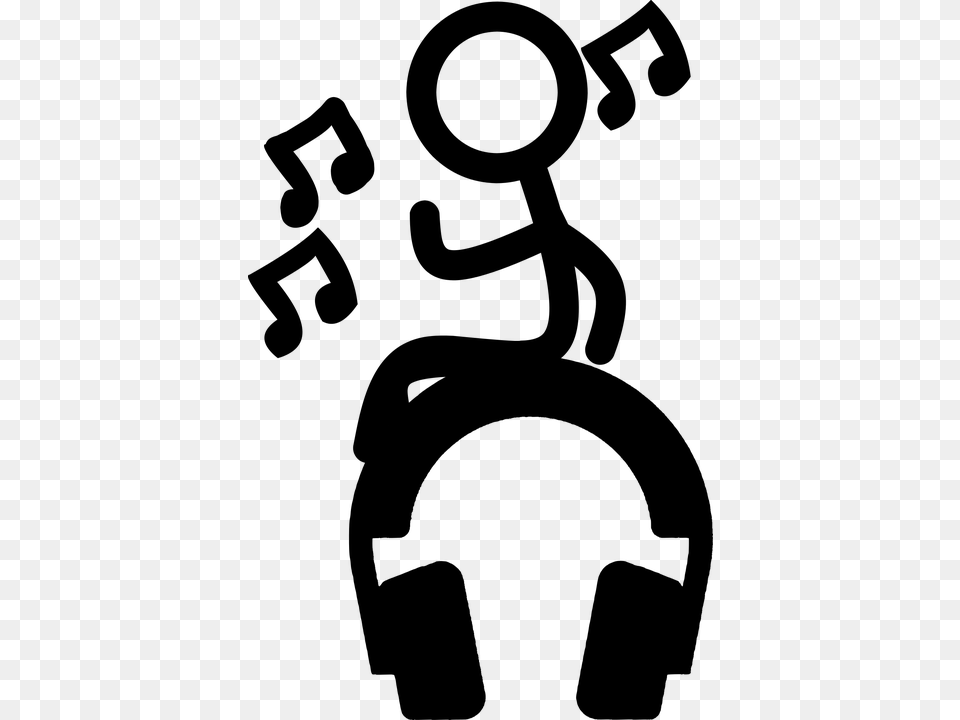 Stickman Stick Figure Listening To Music, Gray Free Transparent Png
