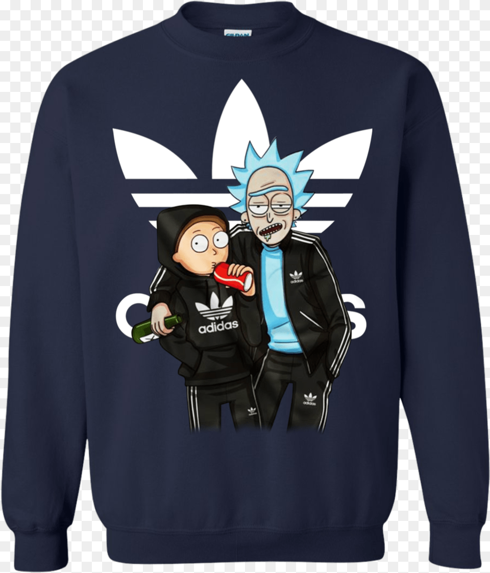 Transparent Stock Adidas Vector Shirt Rick And Morty With Adidas, Sweatshirt, Sweater, Knitwear, Hoodie Free Png