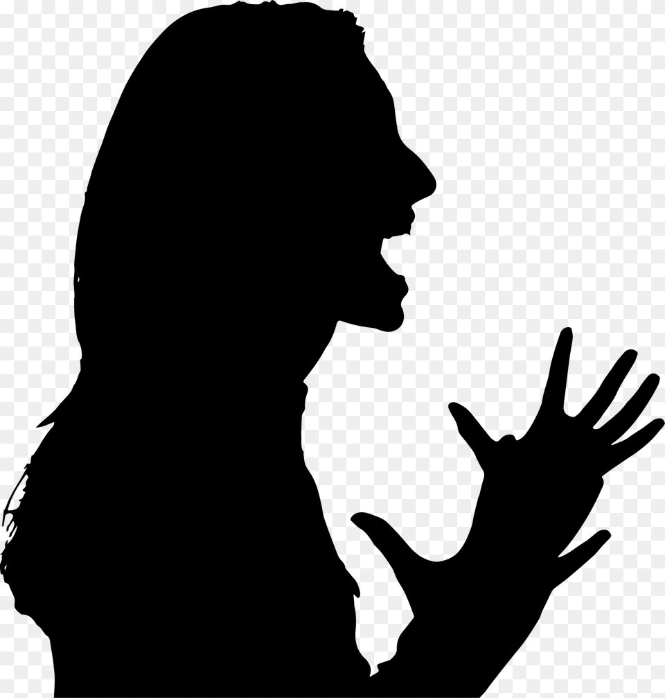 Transparent Stressed Nurse Clipart Profile Of Woman Screaming, Silhouette, Adult, Person, Female Png
