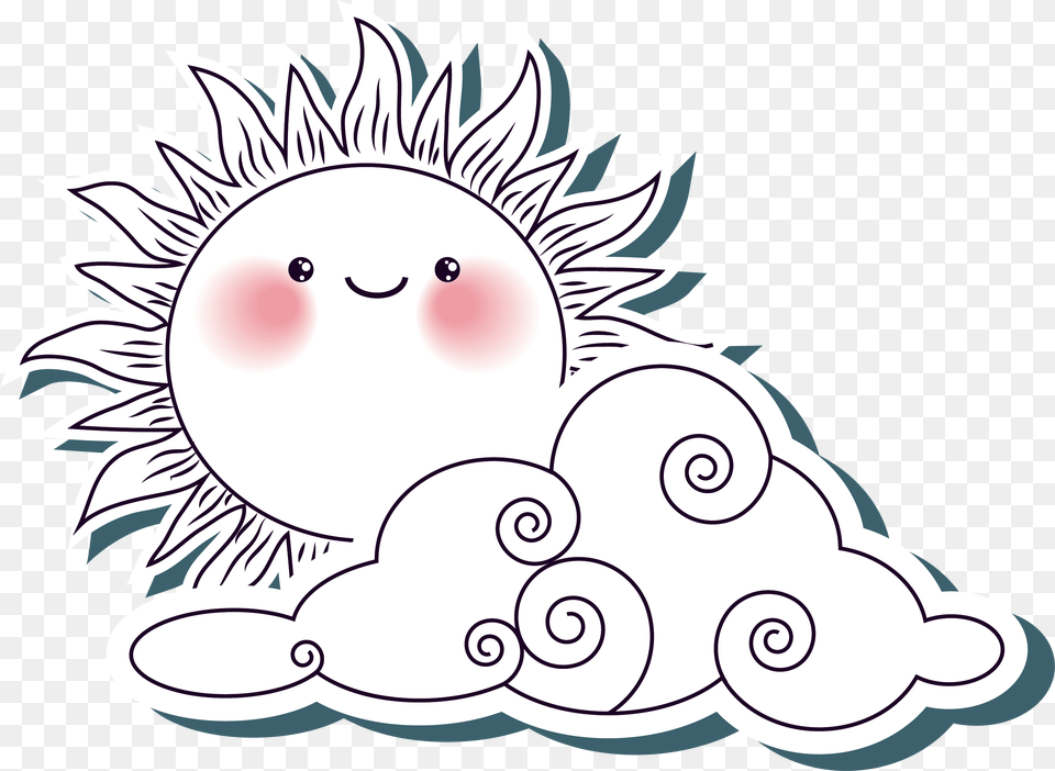 Transparent Sun And Clouds Clipart Clouds With Sun Drawing, Art, Person, Face, Head Free Png