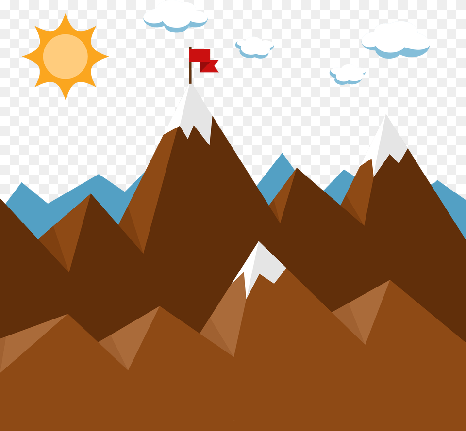 Transparent Sun Vector Cartoon Sun Mountain Background, Outdoors, Nature, Mountain Range, Peak Free Png Download