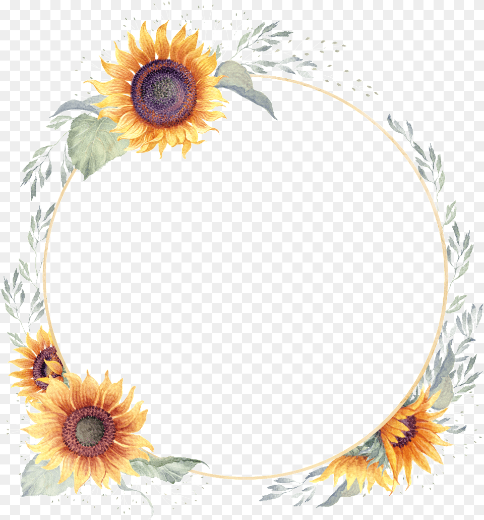 Transparent Sunflower Border Transparent Background Sunflower Watercolor, Flower, Plant Free Png Download