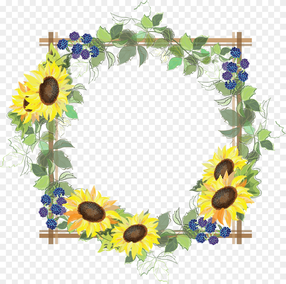 Sunflower Frame Background, Art, Collage, Flower, Plant Free Transparent Png