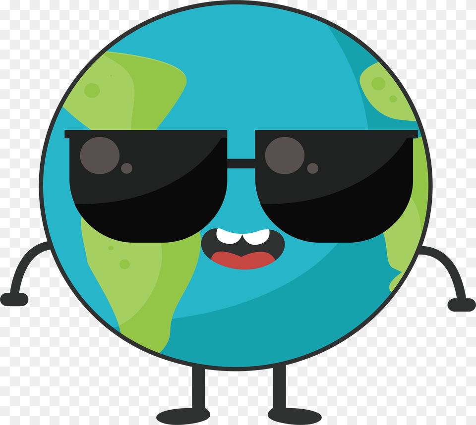 Transparent Sunglasses Clipart Cartoon Earth Face Transparent, Accessories, Sphere, Disk, Astronomy Free Png