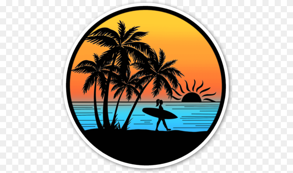 Sunset Over Water Clipart Vector Palm Tree, Sea, Outdoors, Nature, Person Free Transparent Png