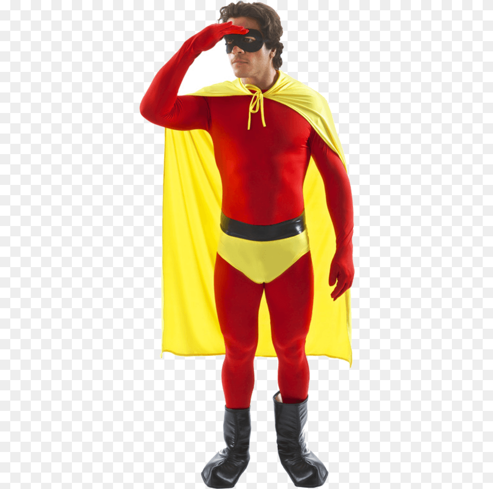 Transparent Super Hero Cape Superhero Red And Yellow, Sleeve, Person, Long Sleeve, Costume Png Image