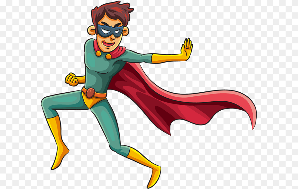 Transparent Superheroes Super Hero With A Mask, Clothing, Costume, Person, Book Free Png