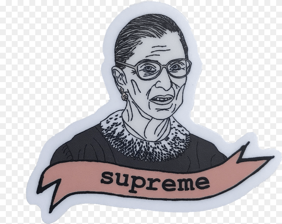 Transparent Supreme Sticker Ruth Bader Ginsburg Transparent, Accessories, Adult, Art, Person Png