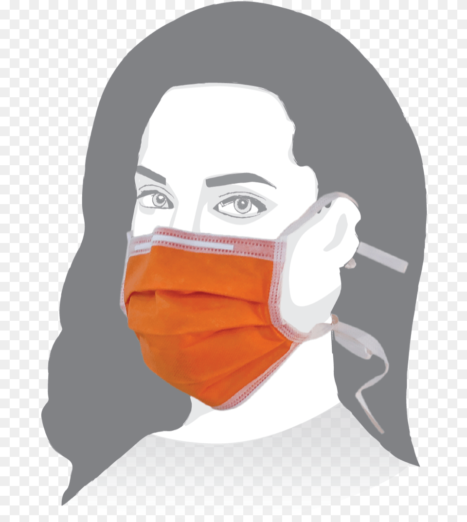 Transparent Surgical Mask Orange Colour Face Mask, Adult, Female, Person, Woman Free Png