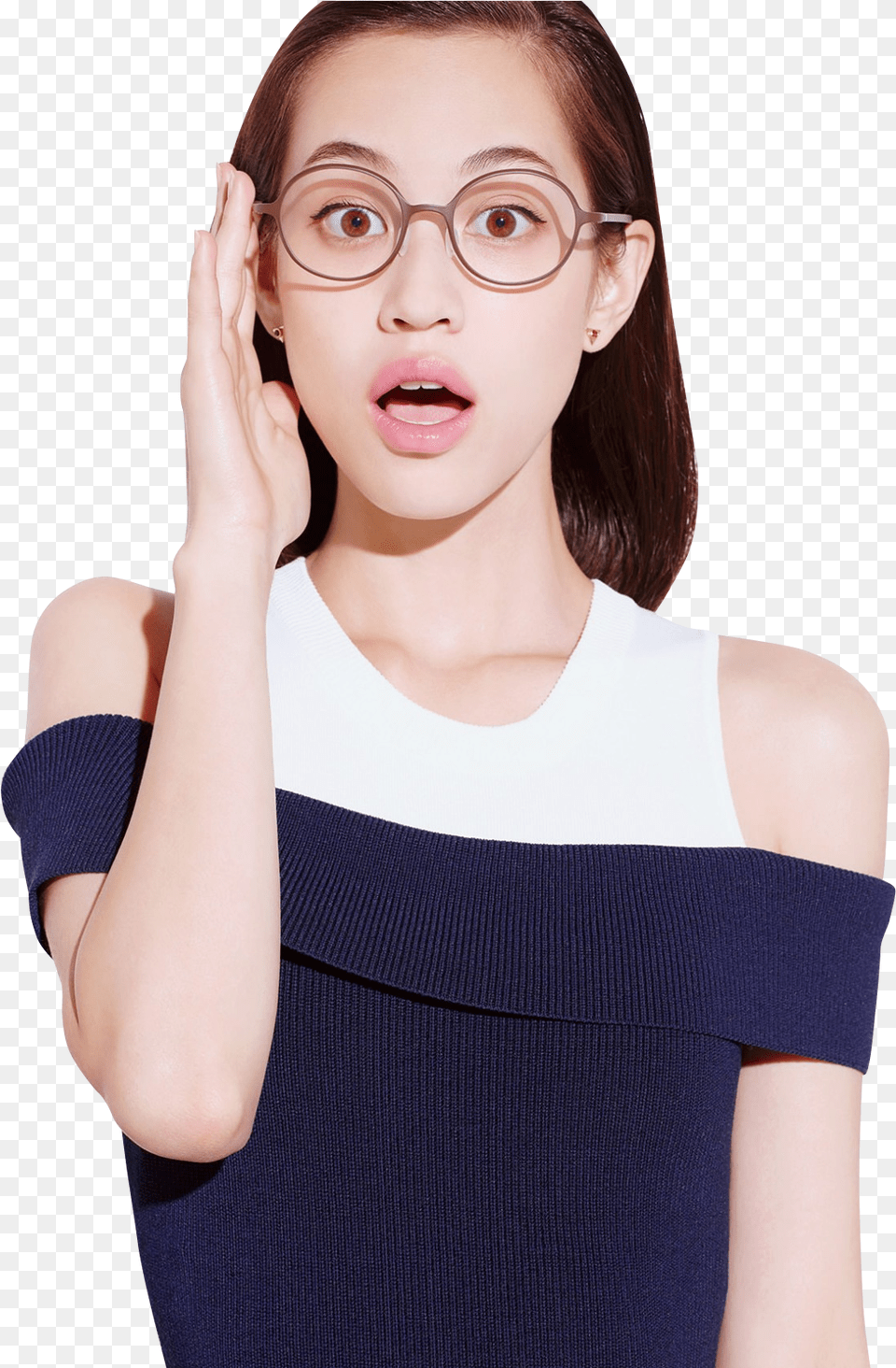 Transparent Surprised Girl Kiko Mizuhara With Glasses, Woman, Portrait, Photography, Person Png Image