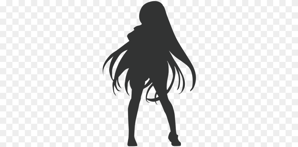 Transparent Svg Vector File Anime Girl Silhouette Transparent, Stencil, Person Png