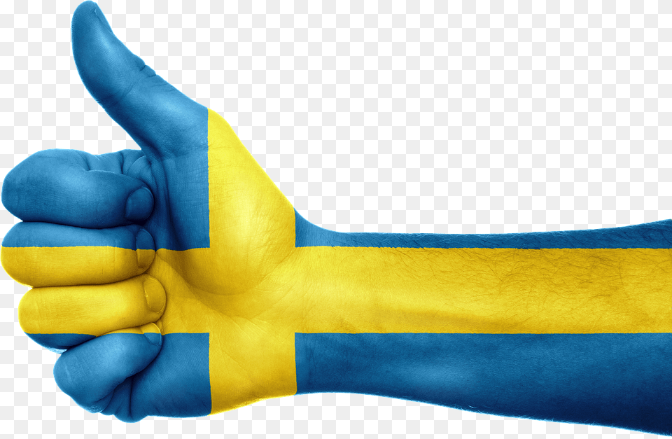 Transparent Swedish Flag Clipart Sweden Thumb, Body Part, Clothing, Finger, Glove Free Png