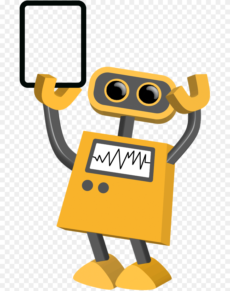 Transparent Tablet In Right Hand Cartoon Robot Transparent Free Png