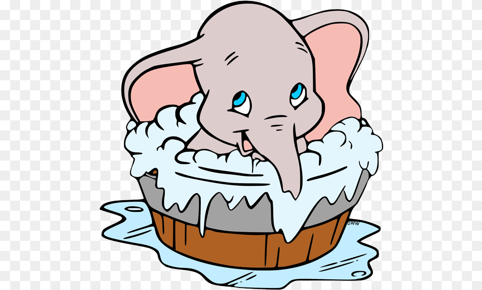 Transparent Taking A Bath Clipart Disney Dumbo Coloring Page, Baby, Person, Cake, Dessert Free Png