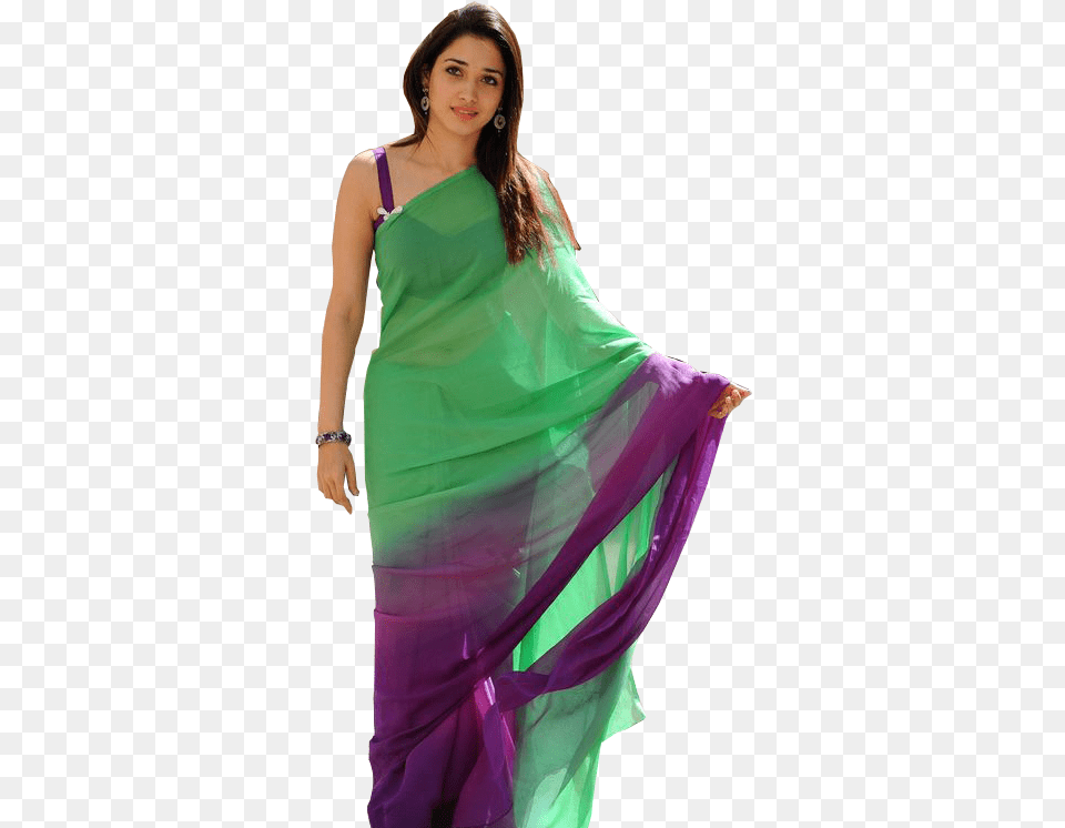 Transparent Tamanna Bhatia Images In Saree Sari, Adult, Female, Person, Silk Free Png Download