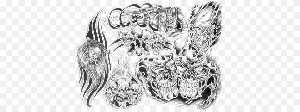 Transparent Tattoo Designs Tattoo Design Skulls Flames, Art, Drawing, Person, Skin Png Image