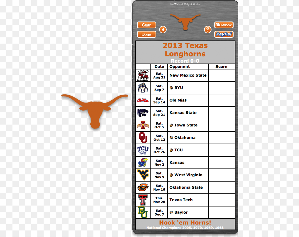 Transparent Texas Longhorns Notre Dame Football Schedule 2018 Printable, Animal, Cattle, Cow, Livestock Free Png Download