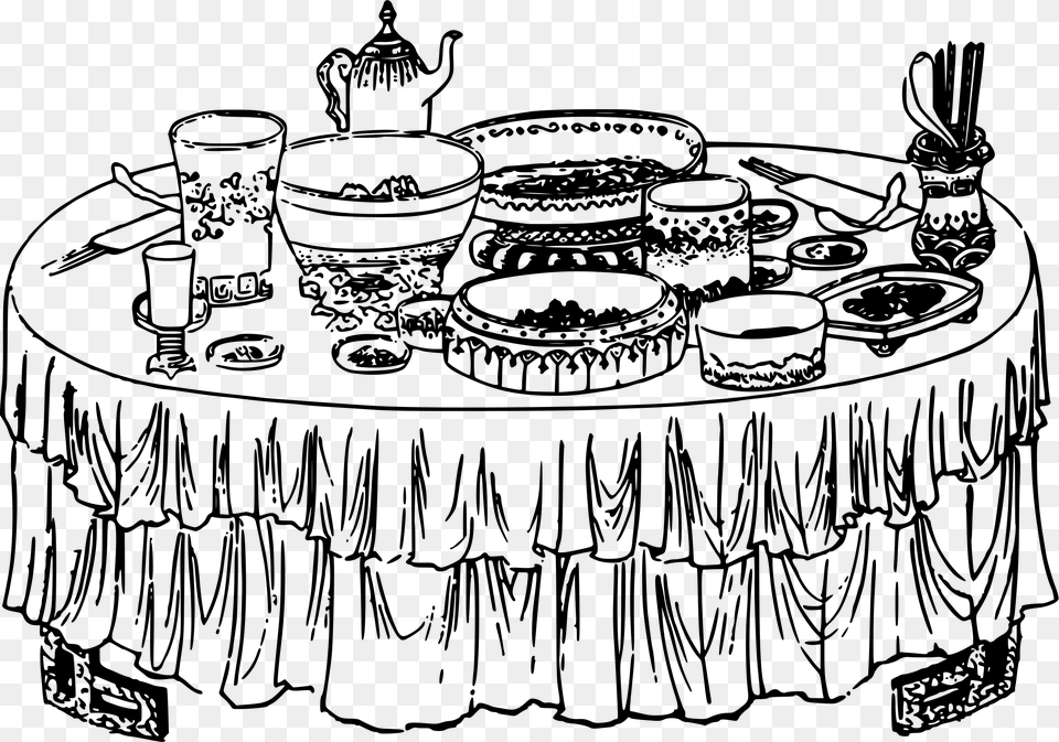 Transparent Thanksgiving Dinner Clipart Black And White Buffet Clipart Black And White, Gray Free Png