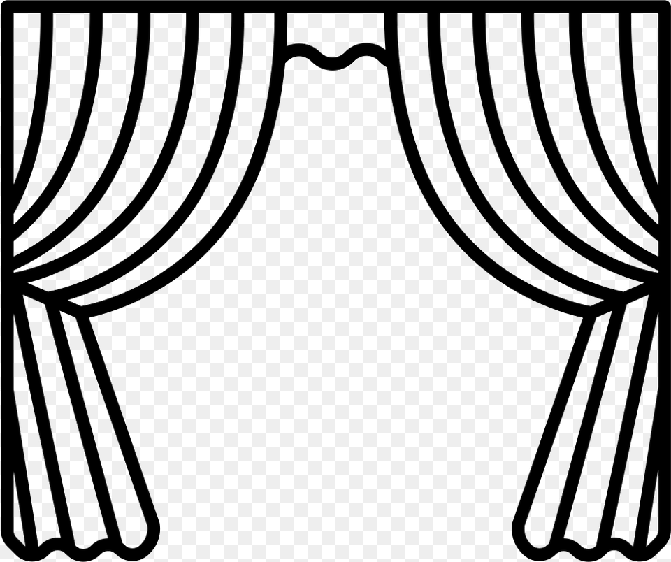 Transparent Theater Icon Stage Curtains Clipart Black And White, Curtain Free Png