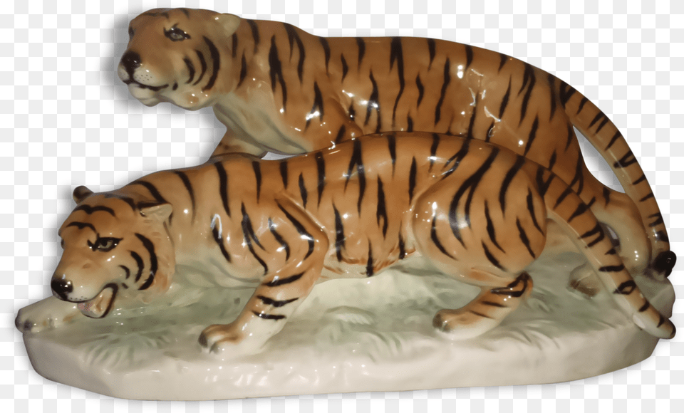 Transparent Tigres Porcelain Tiger Statue Art Deco, Figurine, Animal, Mammal, Wildlife Png Image