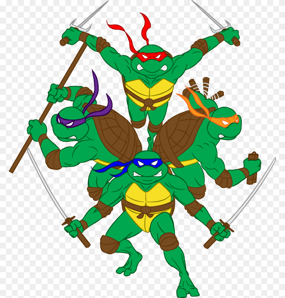 Transparent Tmnt Clipart Ninja Turtle Coloring Boik, Green, Sword, Weapon, Baby Png Image