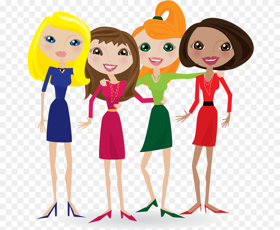 Transparent Together Clipart Girlfriends Cartoon, Doll, Toy, Person, Child Png Image