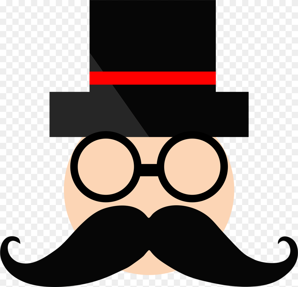 Tophat Top Hat Moustache And Glasses, Face, Head, Mustache, Person Free Transparent Png