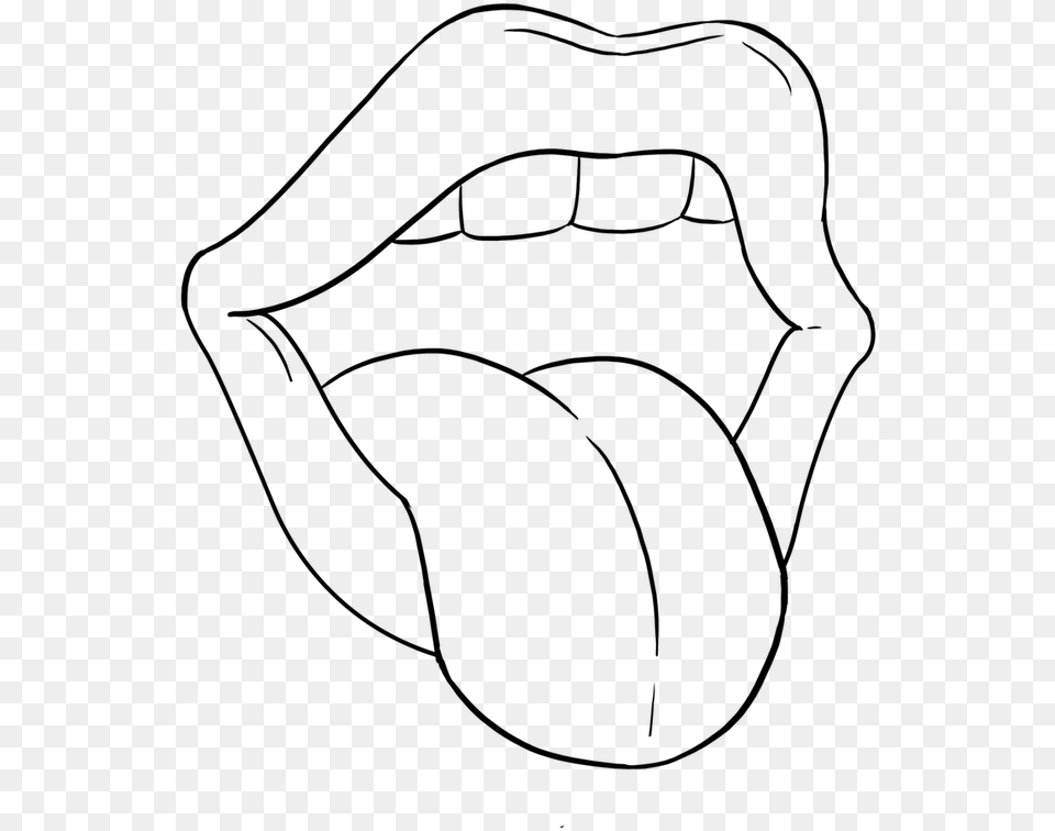 Transparent Tounge Mouth With Tongue Drawing, Gray Free Png