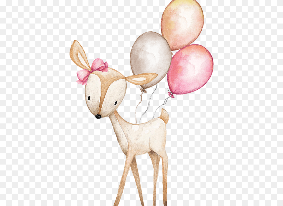 Towel Clipart Watercolor Woodland Animals Clipart, Balloon, Animal, Deer, Mammal Free Transparent Png
