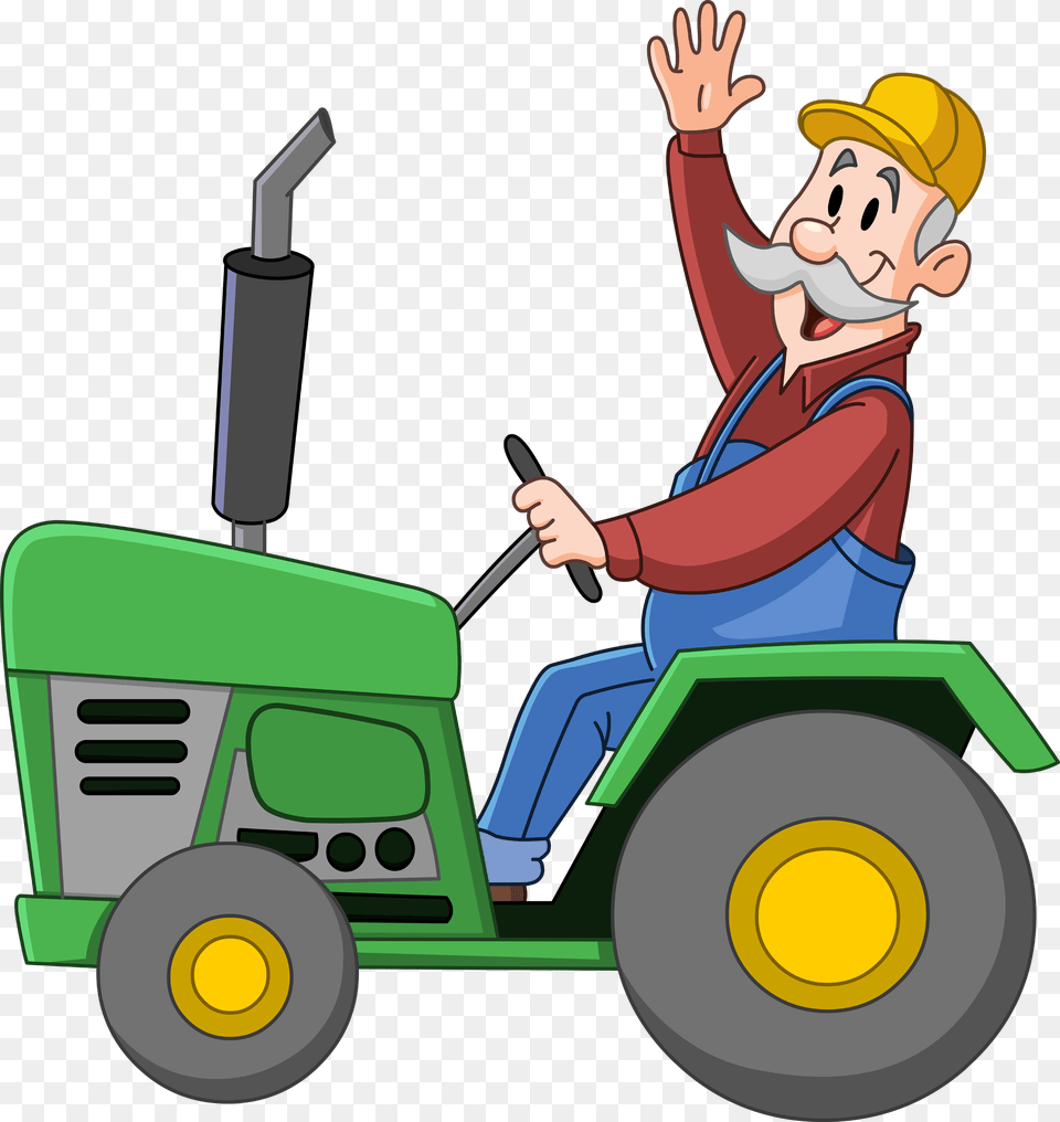 Transparent Tractor Clipart Farmer On A Tractor Clipart, Grass, Plant, Lawn, Bulldozer Free Png