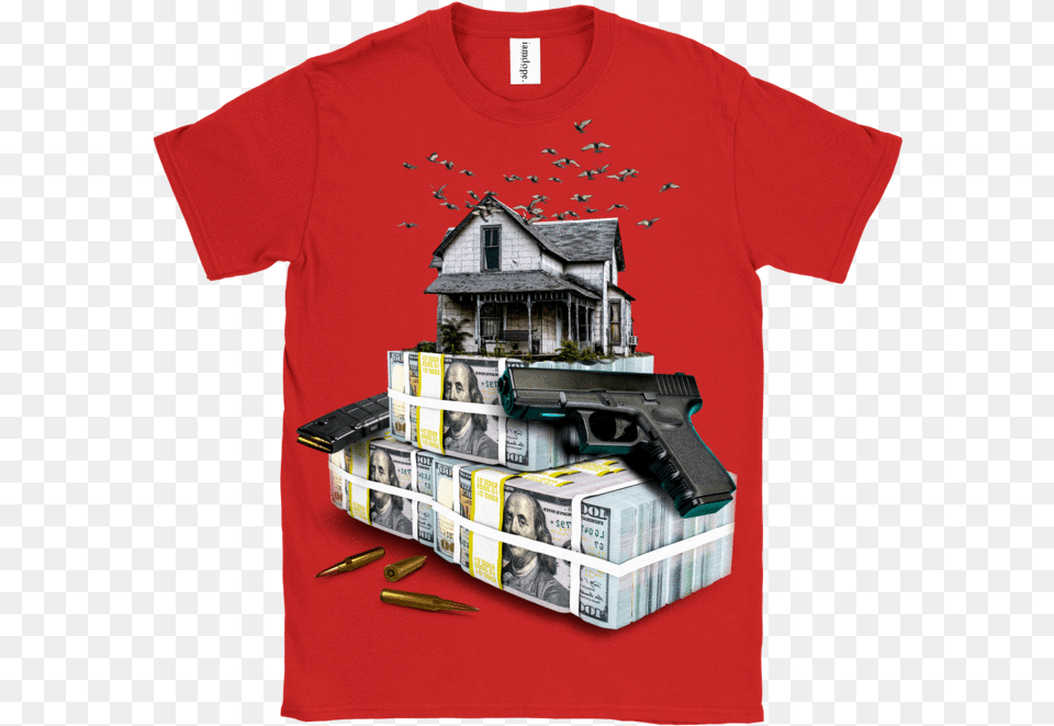Transparent Traphouse Active Shirt, Clothing, T-shirt, Person, Gun Png Image