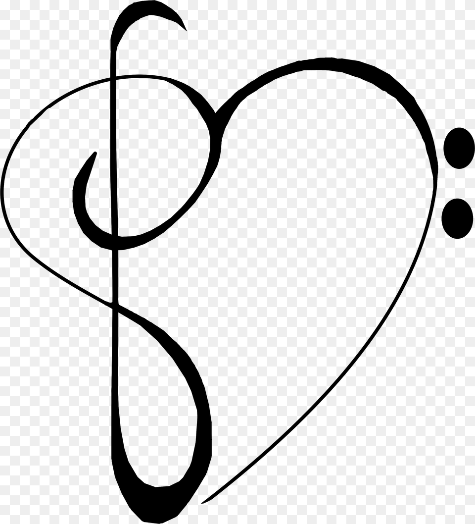 Transparent Treble Cleff Clipart Music Heart Note Clipart, Gray Free Png Download