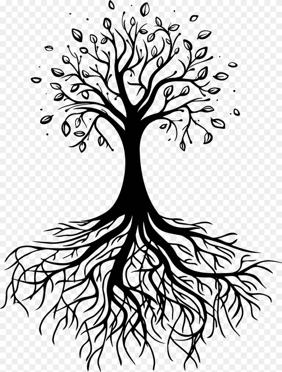 Transparent Tree Of Life With Roots Tree Roots Drawing Vector, Art, Silhouette Png Image