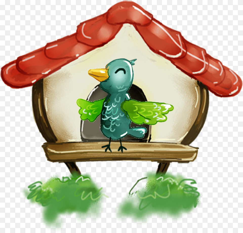 Transparent Treehouse Clipart Cartoon, Animal, Beak, Bird, Green Free Png Download