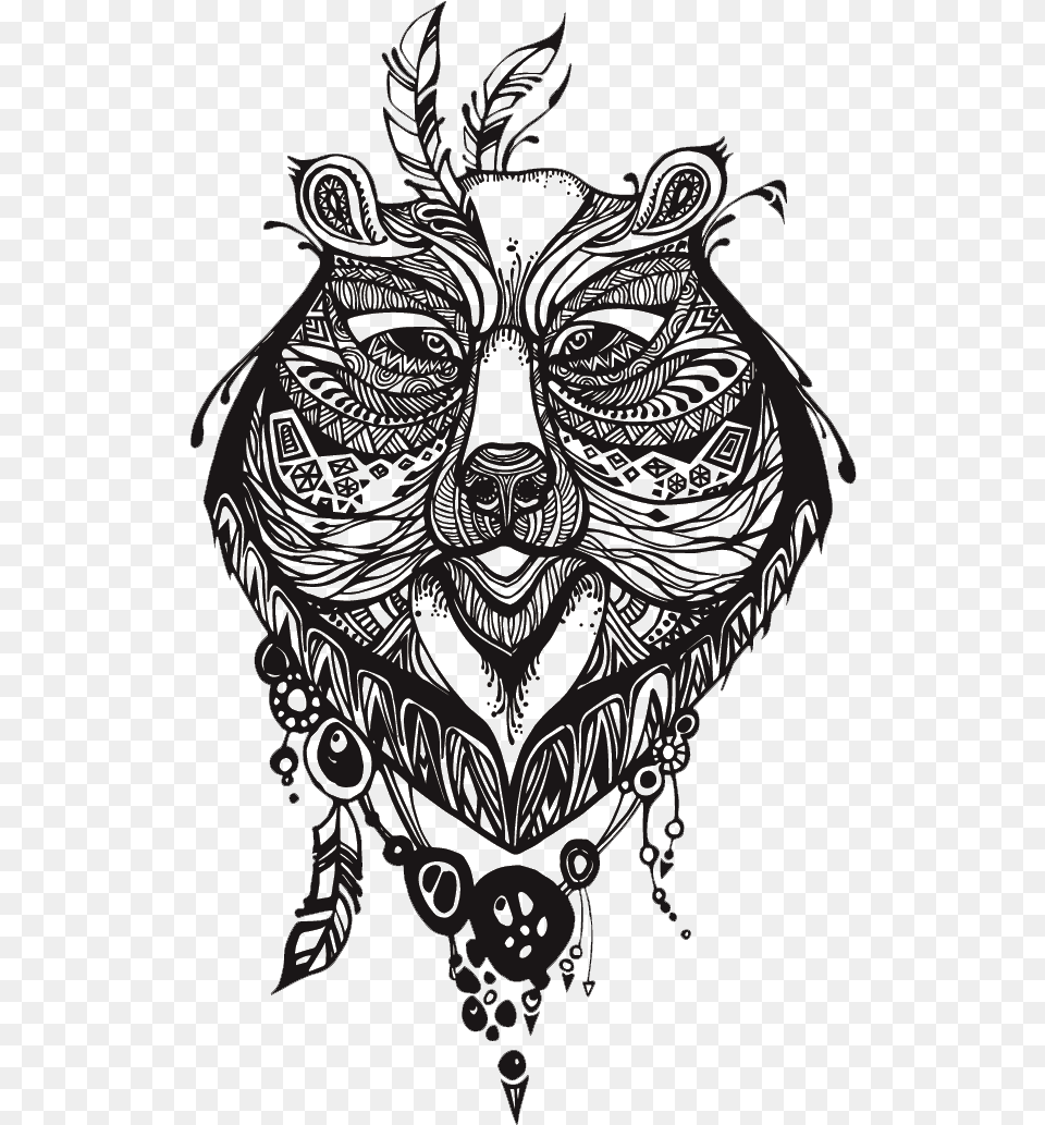 Transparent Tribal Designs Bear Tattoo, Art, Drawing, Chandelier, Lamp Free Png