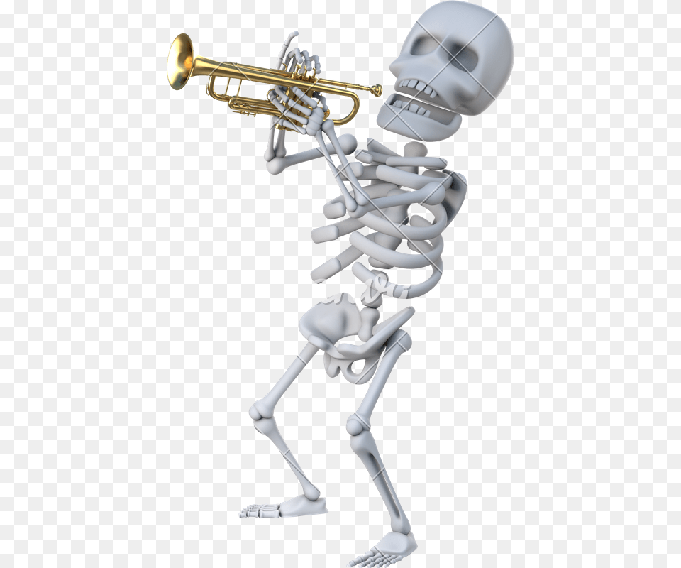 Transparent Trombone Full Skeleton With Trumpet, Brass Section, Horn, Musical Instrument, Bow Png