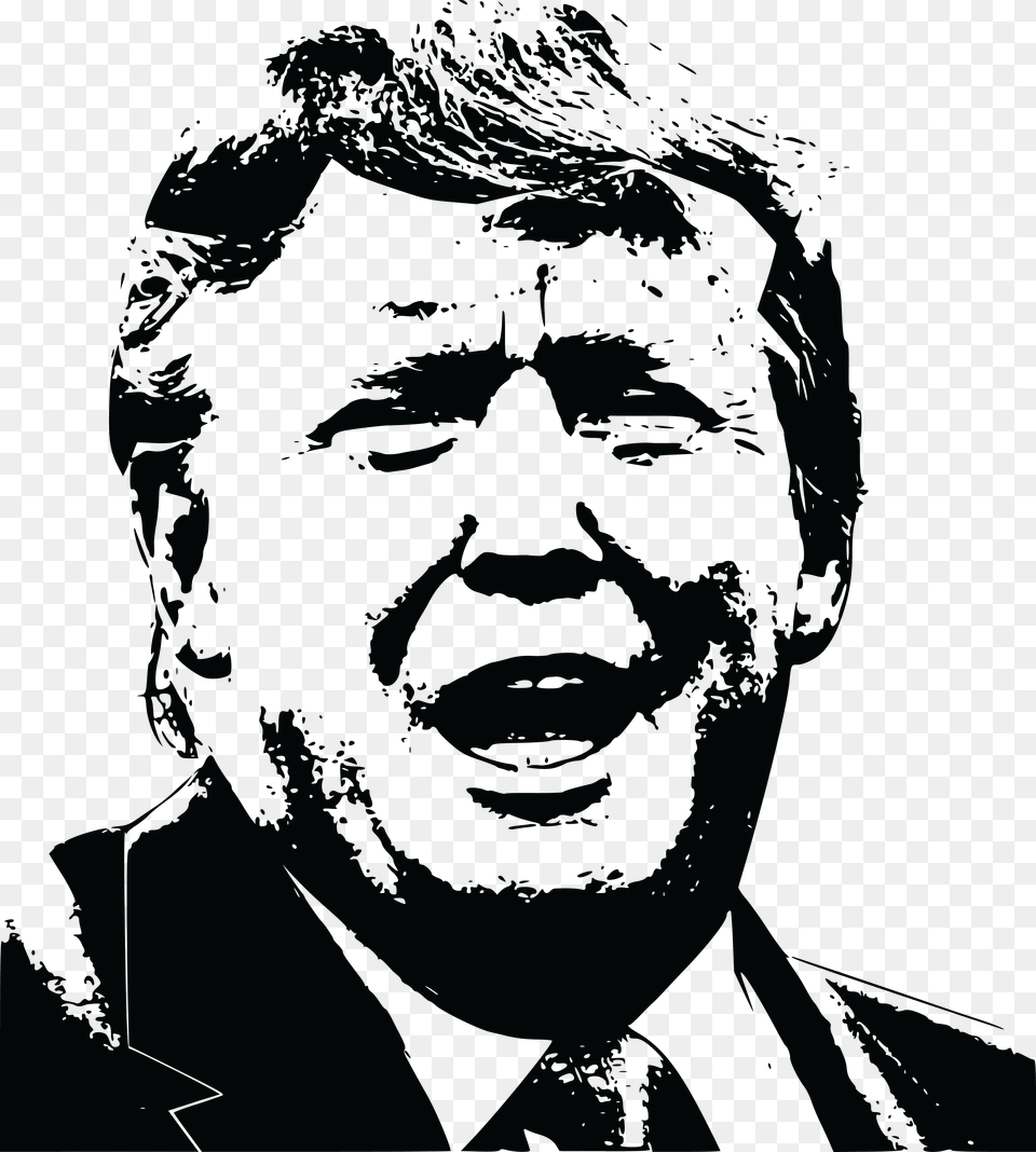 Transparent Trump Donald Trump Clipart Black And White, Face, Head, Person, Photography Png Image