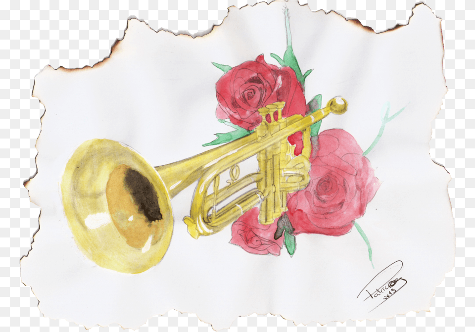 Transparent Trumpet Flower Tattoo Banner Black And Body Piercing, Brass Section, Horn, Musical Instrument, Plant Free Png Download