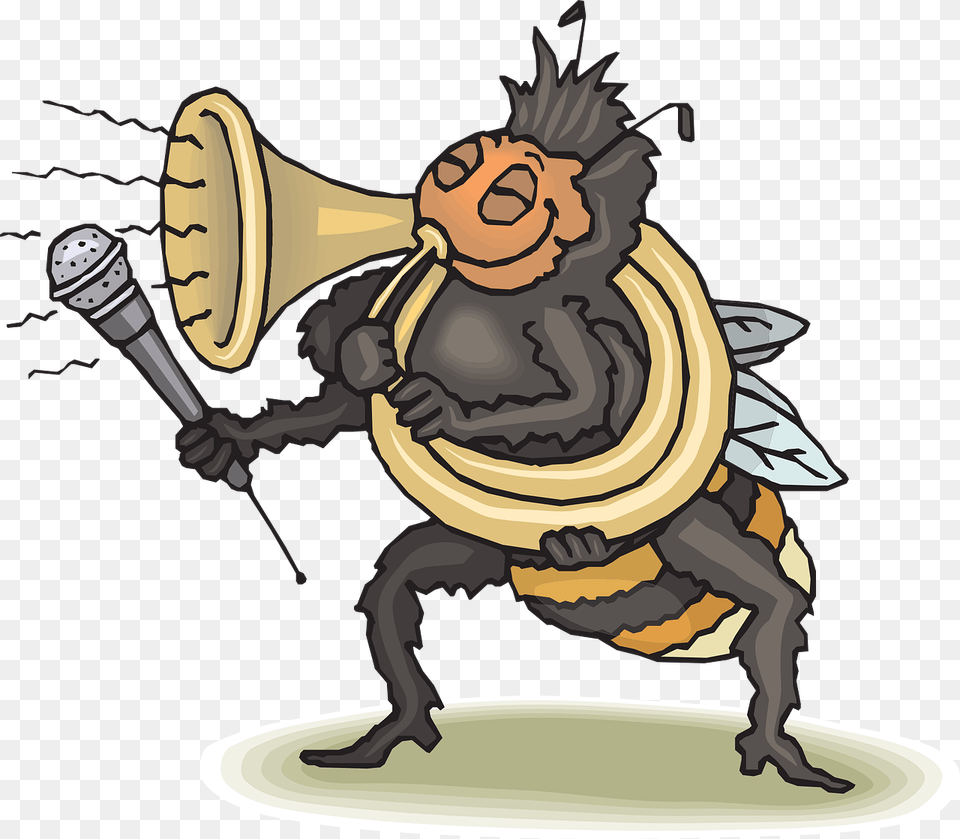 Transparent Tuba Bee With A Horn, Person, Brass Section, Musical Instrument Png Image