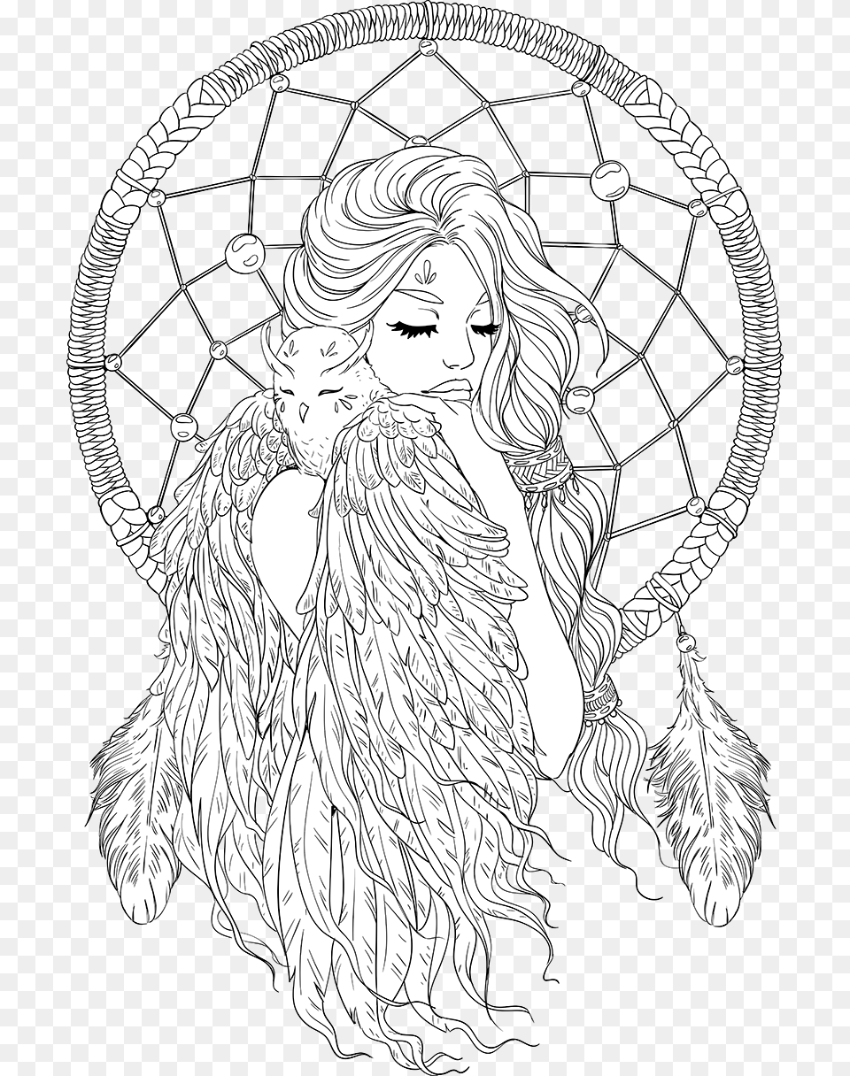 Tumblr Coloring Pages Coloring Pages For Adults Dream Catchers, Art, Person, Drawing, Face Free Transparent Png