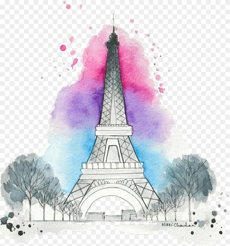 Tumblr Watercolor Paris Eiffel Tower Drawing Easy, Architecture, Building, Spire, Art Free Transparent Png