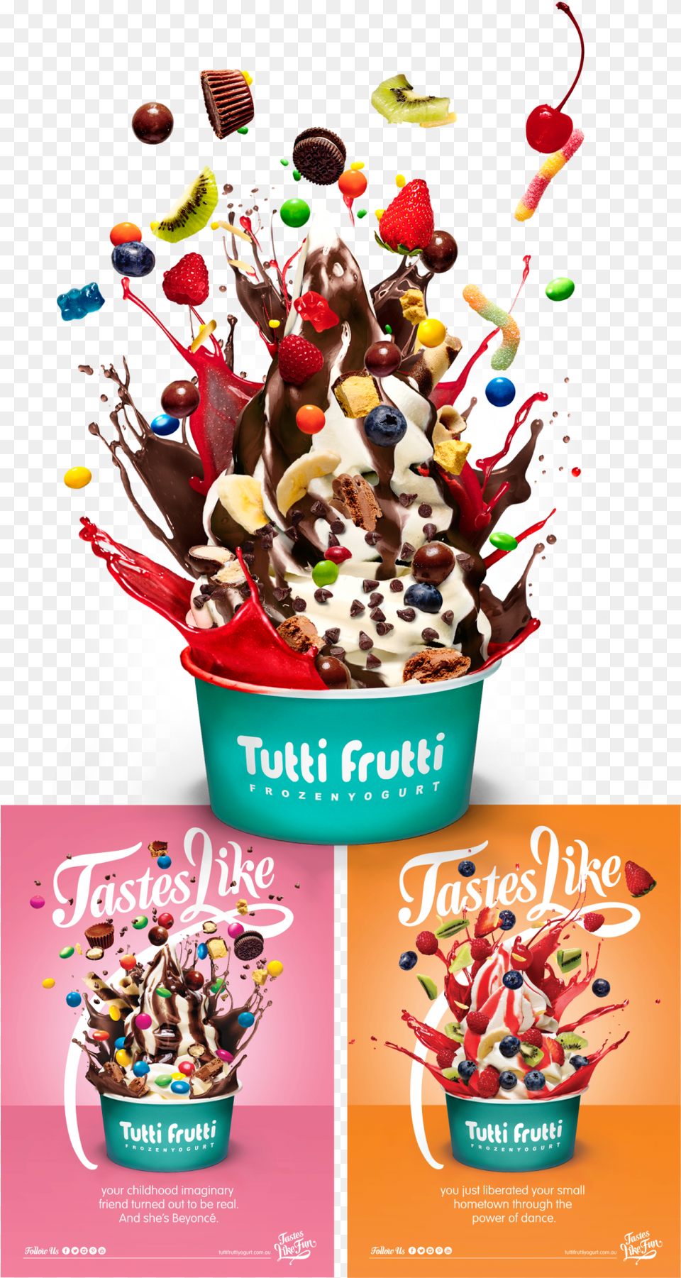 Transparent Tutti Frutti Tutti Frutti Frozen Yogurt Brisbane, Advertisement, Ice Cream, Food, Dessert Png Image