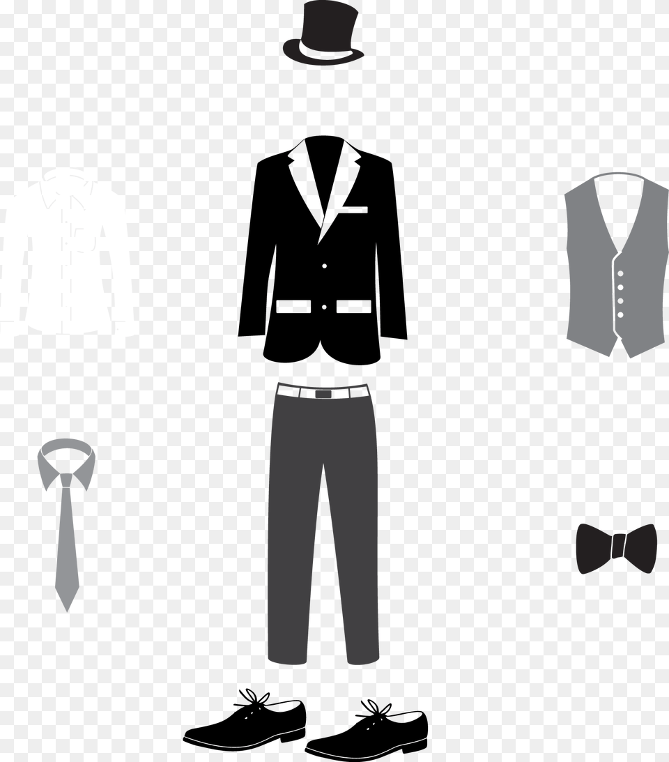 Transparent Tuxedo Suit Dibujo, Accessories, Tie, Shirt, Formal Wear Png