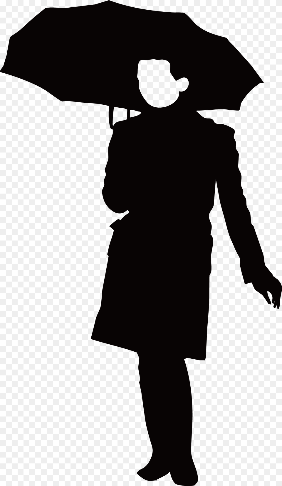 Transparent Umbrella Silhouette, Person, Clothing, Coat, Canopy Png Image
