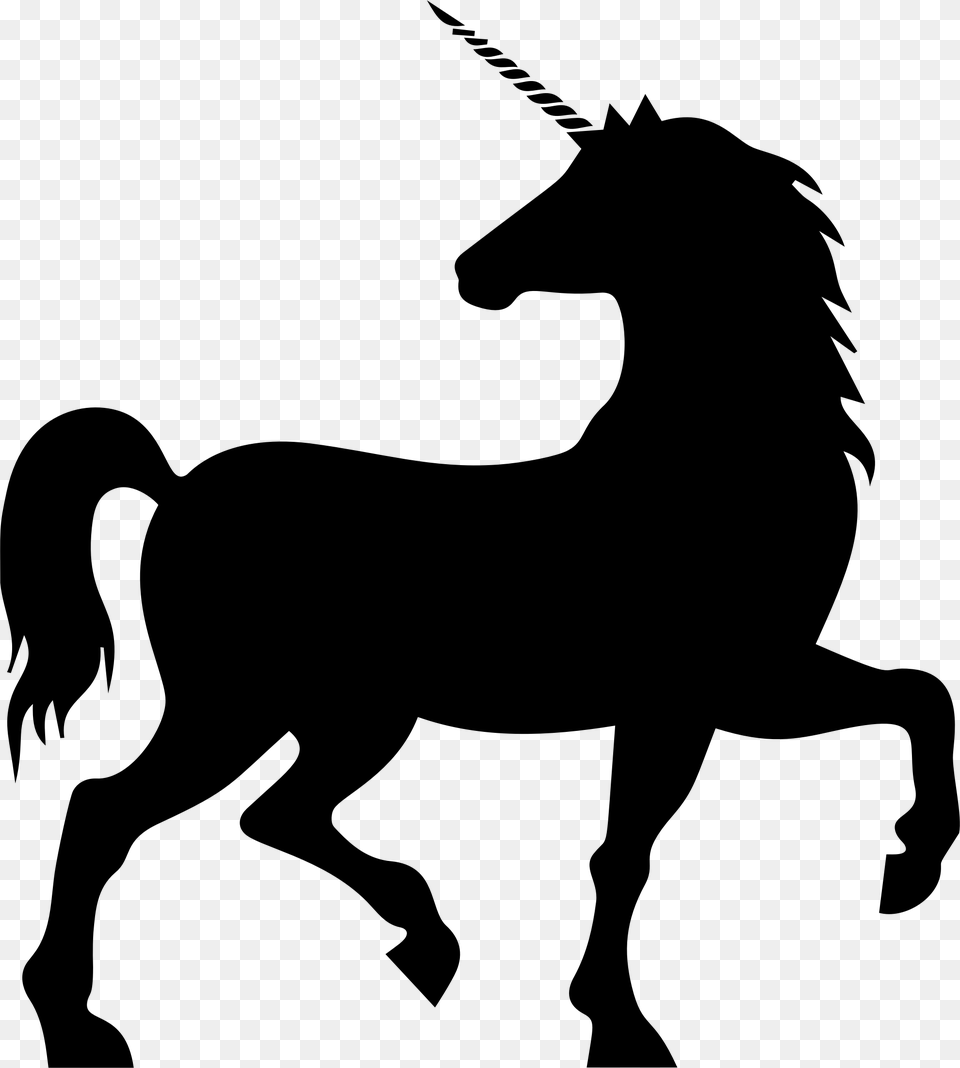 Transparent Unicornio Silhouette Of A Unicorn, Gray Free Png Download