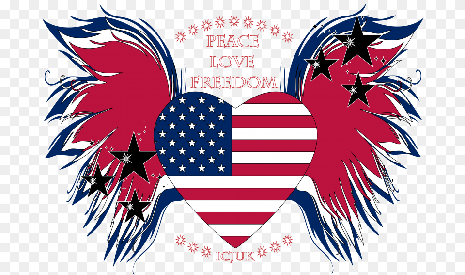 Us Flag Clip Art Heart Usa Flag, Symbol, Emblem, Animal, Bird Free Transparent Png