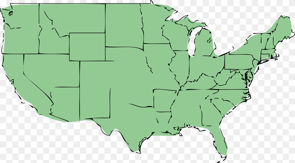 Transparent Us Maps Clipart Map Of The United States Green, Plot, Chart, Person, Man Png