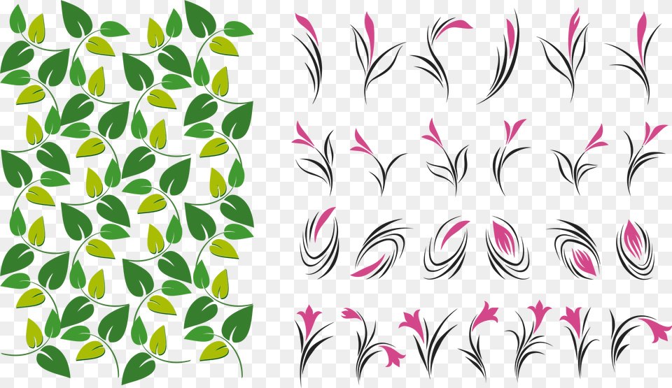 Transparent Vector Leaves Background Daun Dan Bunga, Art, Floral Design, Graphics, Pattern Png Image