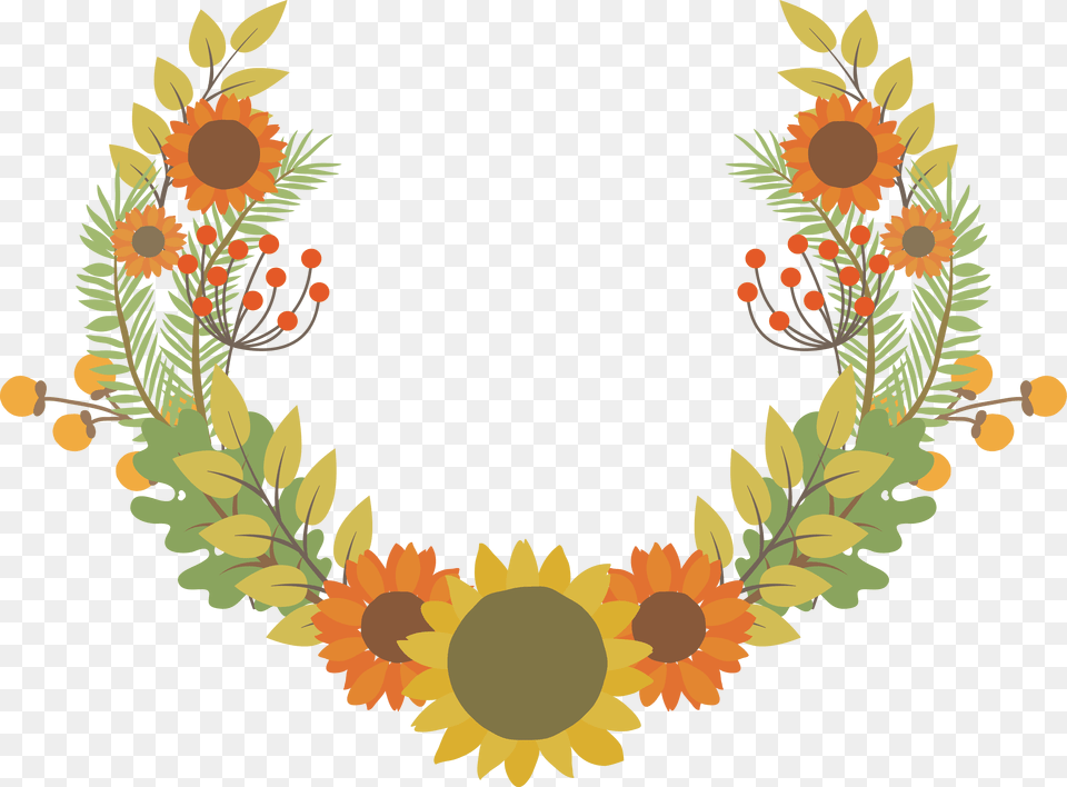 Vector Wreath Sunflower Wreath, Art, Floral Design, Graphics, Pattern Free Transparent Png